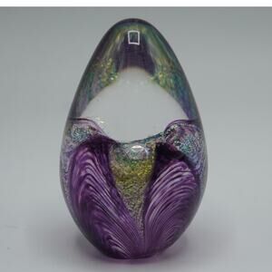 Glass Eye Studio Multicolor Egg Shape Paperweight GES 2009